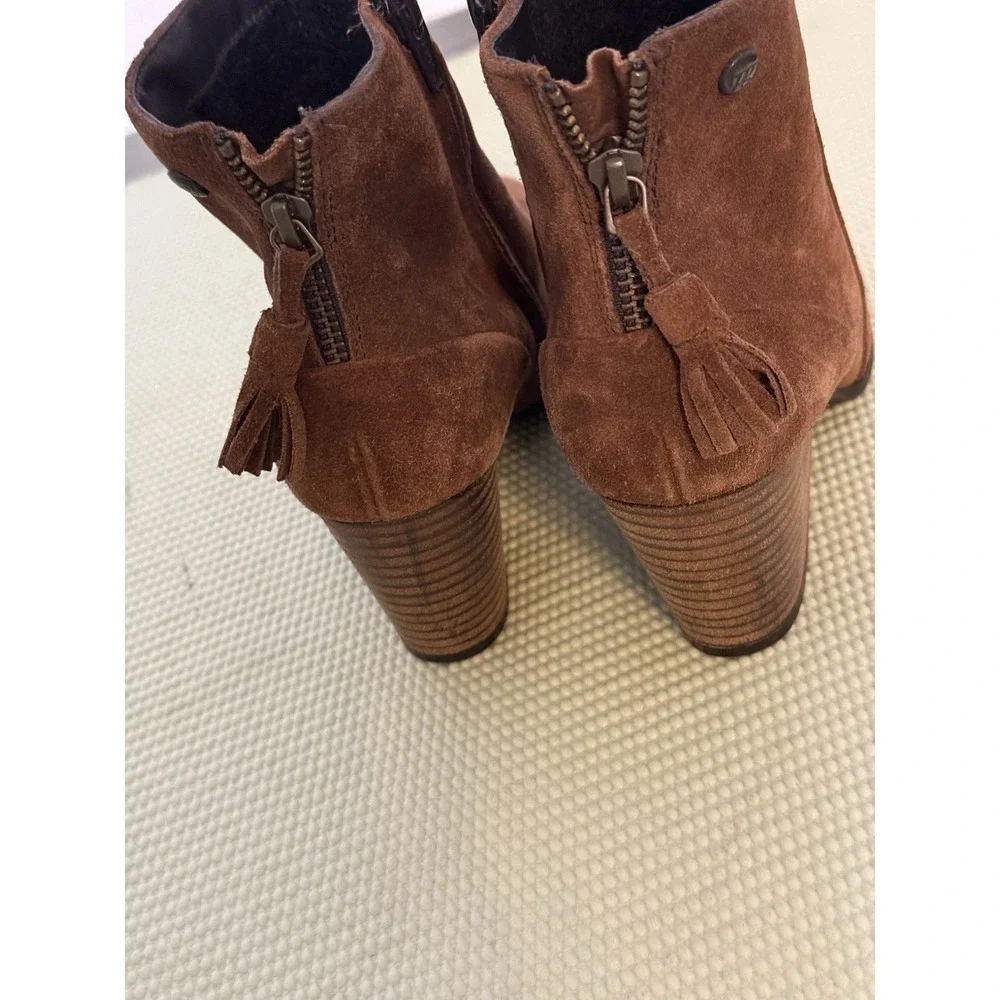 Paul Green Brown Suede Boho Western Fall Tassel Ankle Boots Size 5 Fall Winter